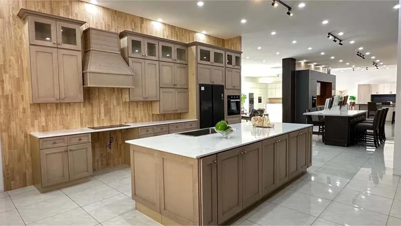 A new colored wood grain kitchen cabinet,kitchen cabinet colors 2024