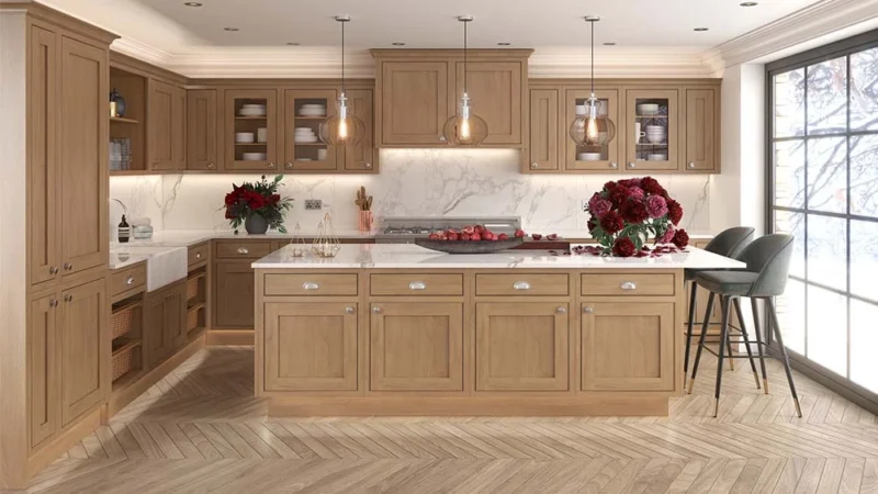 A new colored wood grain kitchen cabinet,solid wood kitchen cabinet